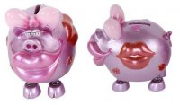 Sparschwein "Kussmund" mit Spiralbeine die Spardose