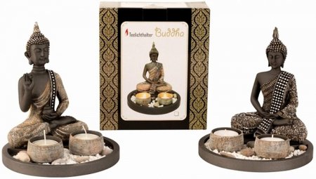 Buddha 1 Set für zwei Teelichter