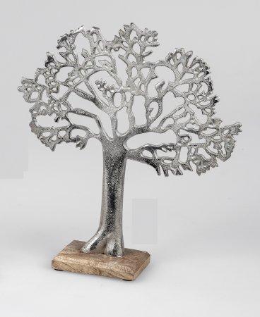 Formano Lebensbaum aus Aluminium mit Mangoholz ca. 34 cm Dekoration Baum