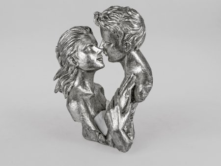 Formano Büste Paar Skulptur Deko Sockel weiss-silber aus Kunststein