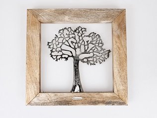 Wandbild Lebensbaum aus Aluminium und Mangoholz