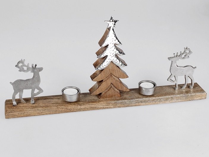 Kerzenhalter Hirsch mit 2 Teelichthalter und Baum bei Geschenk-Himmel -  Geschenk-Himmel