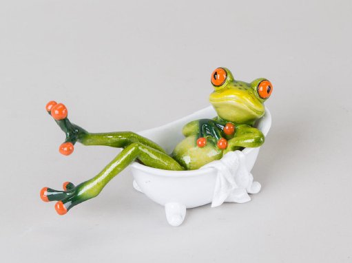 Laubfrosch in der Badewanne Kunststeinfigur - geschenkhimmel.de