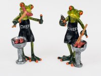 Frosch am Grill mit Wurst oder Bier Figur Dekoration Froschfigur hellgrün