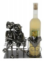 Flaschenhalter Liebespaar auf Bank Metall Skulptur Geschenk